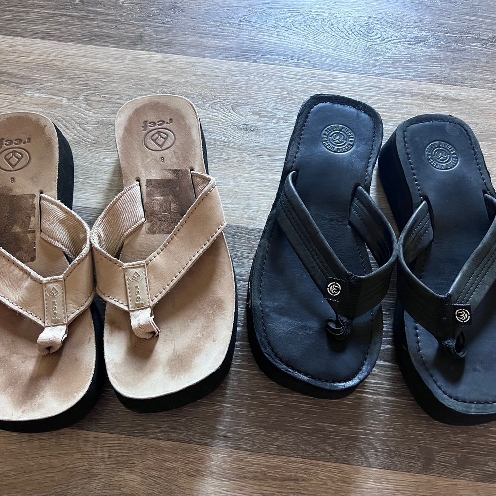 Reef and ocean minded sandals with heel both sz 9 women's